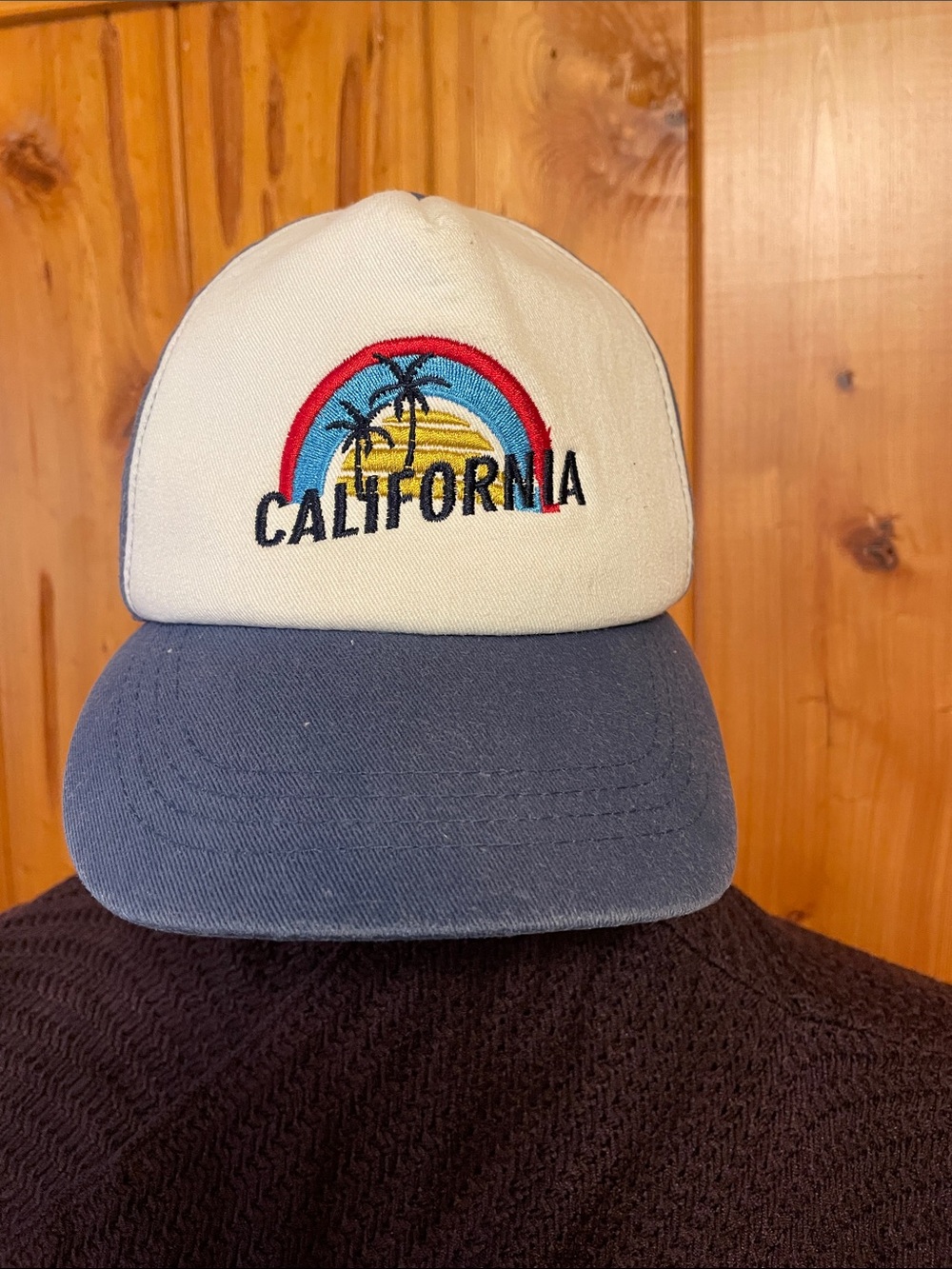 Kids California Embroidered Two-Tone Cap - Cream & Blue